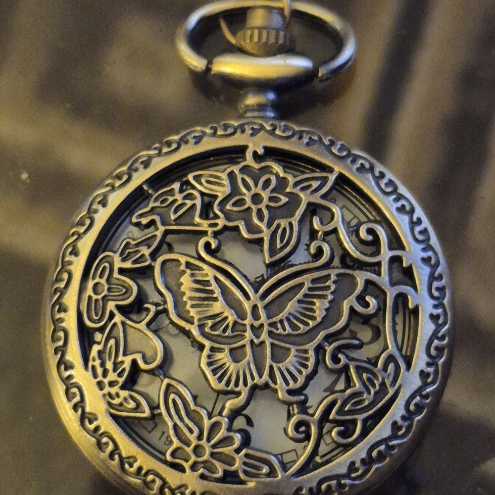 Vintage Butterfly Pocket Watch